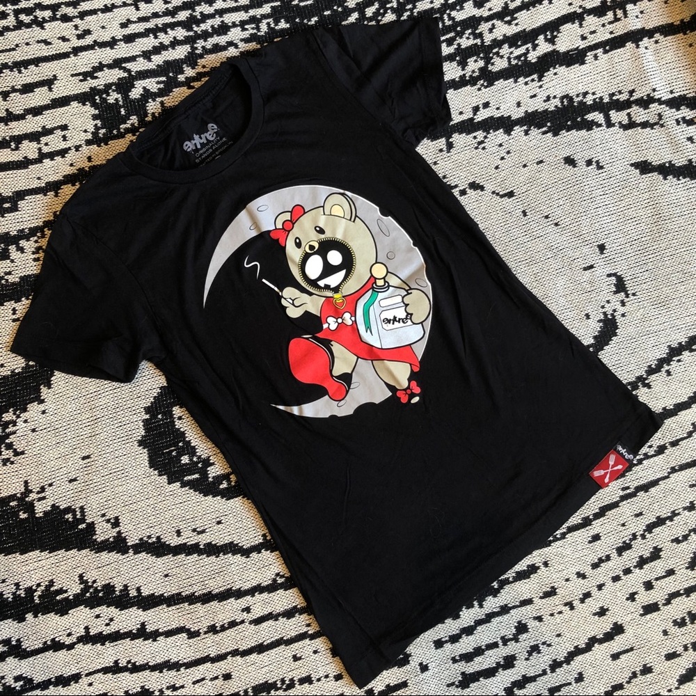 Entree Lifestyle Smoking Teddy Moon t shirt S Alternative Dark Alt Emo Punk